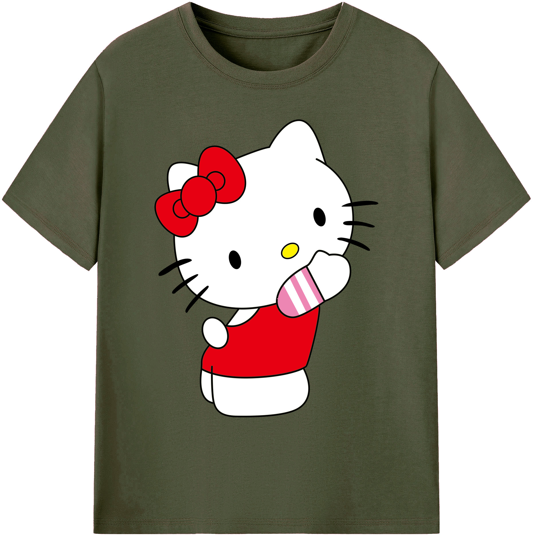（画像用） Hello Kitty ハローキティ 綿100％ メンズ半袖Tシャツ｜肌触りやわらか＆通気性